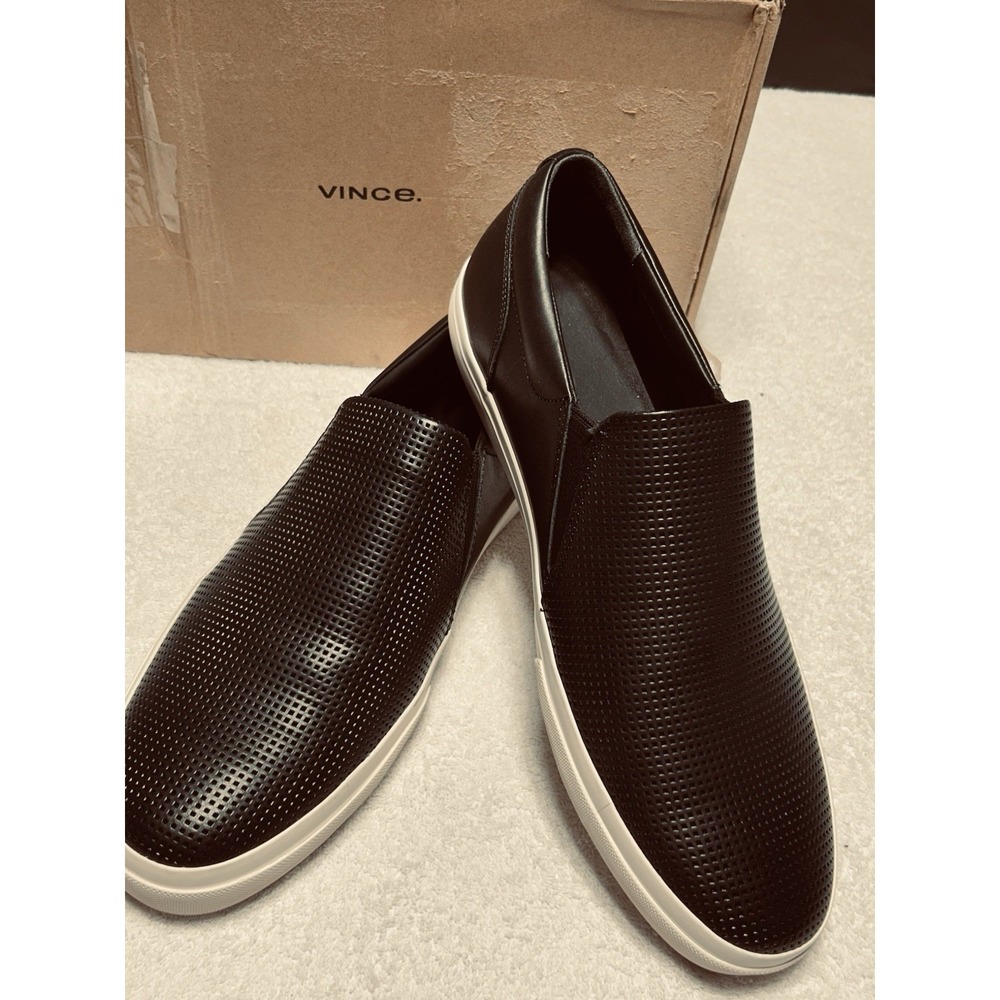 Vince Men's Fletcher Black  Perforated Leather Size 13 New In Box MSRP $250